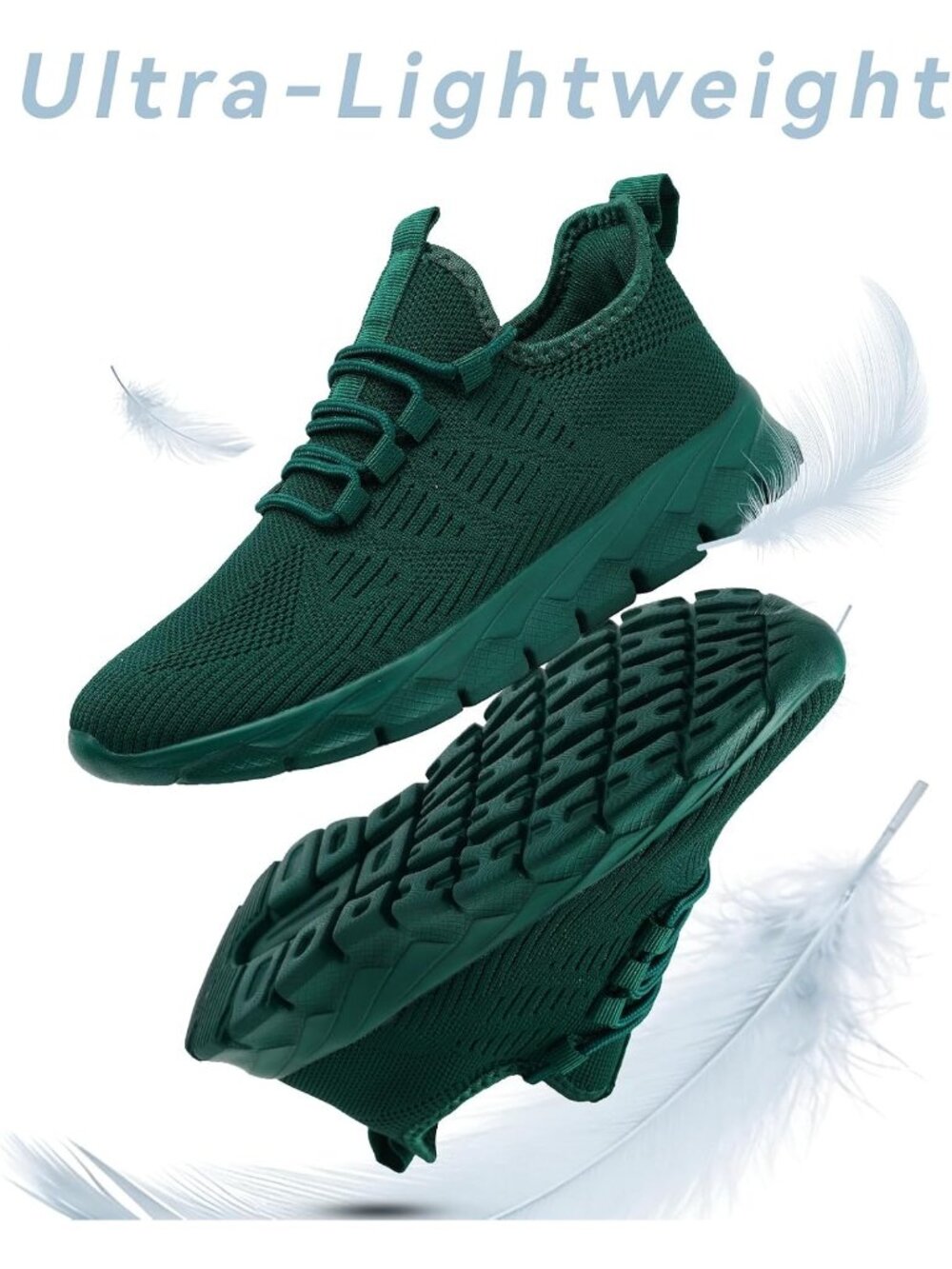 Women's Green Non Slip Mesh Breathable Casual Comfort Imported Walking Sneakers - Picture 4 of 6